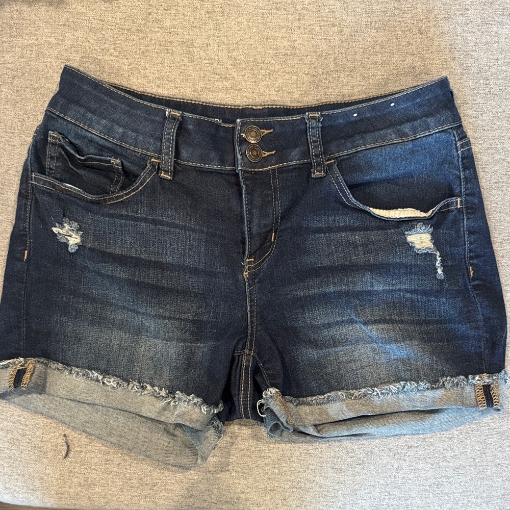 SO Dark Blue Ripped Jean Shorts